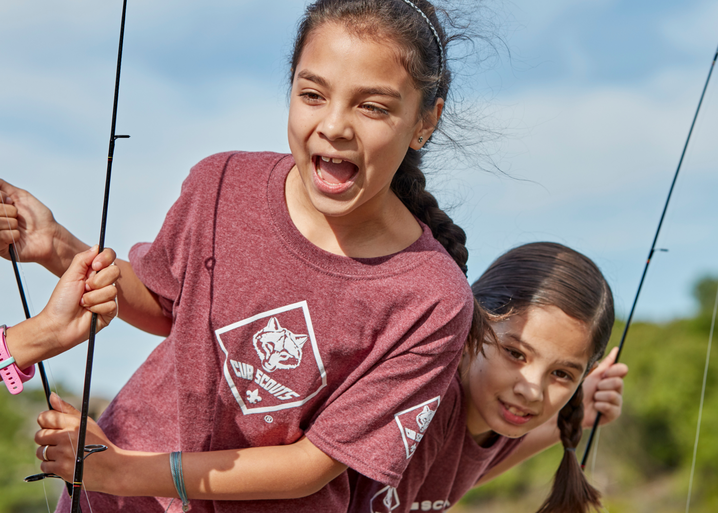 Children with fishing poles