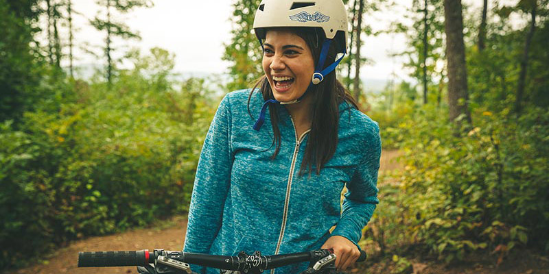 Woman riding bike