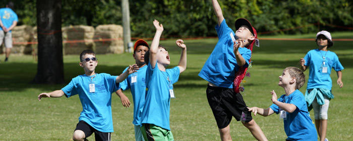 Youth playing sports as team